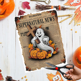 Papel De Seda Cruce el fantasma del periódico Halloween de estil