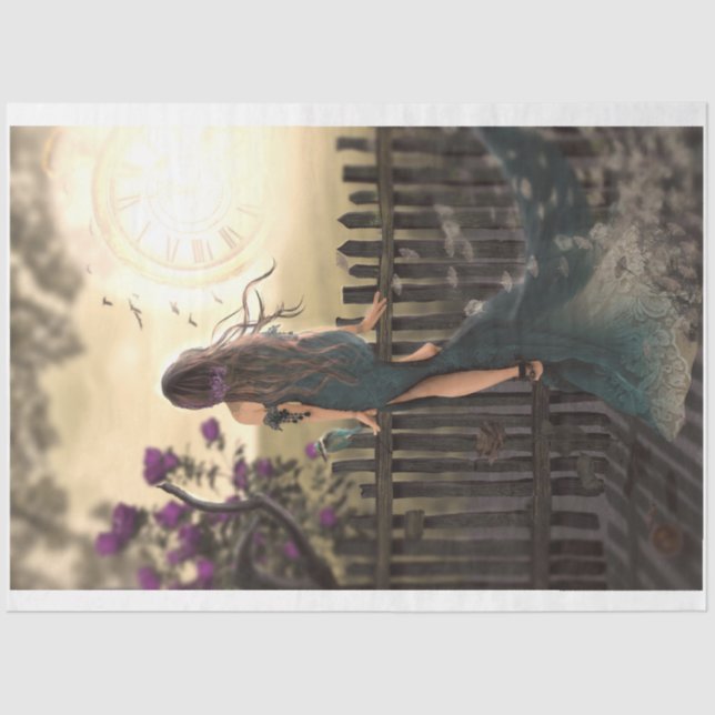 Papel De Seda Cruce, retrato Floral de la reja de aves (Anverso)