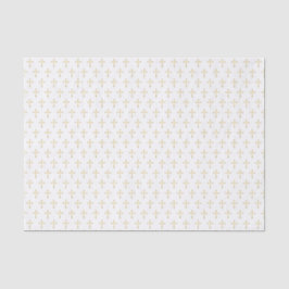 Papel De Seda Cruces cristianas de oro sobre blanco