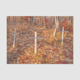 Papel De Seda Cruces de cementerio gótico hojas de otoño arte de