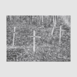 Papel De Seda Cruces de cementerio gótico negro y blanco vintage