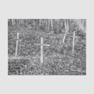 Papel De Seda Cruces de cementerio gótico negro y blanco vintage