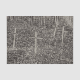 Papel De Seda Cruces de cementerio gótico Sepia Otoño Antiguo