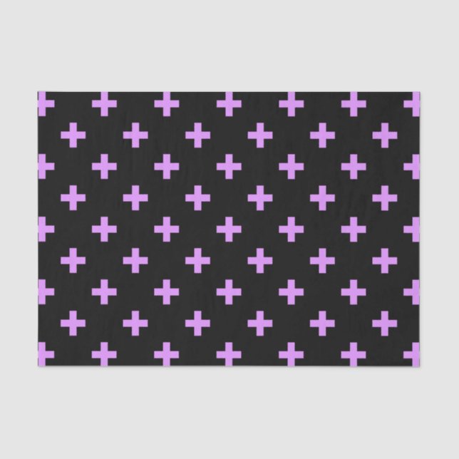 Papel De Seda Cruces de Lilac Polka sobre negro (Anverso)