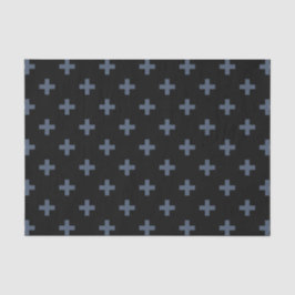 Papel De Seda Cruces de polka azul-gris sobre negro
