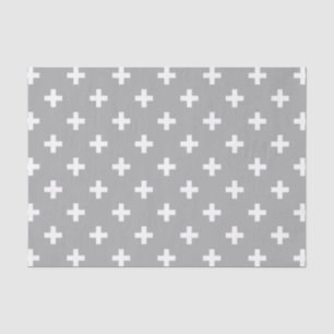 Papel De Seda Cruces de polka blanca en gris