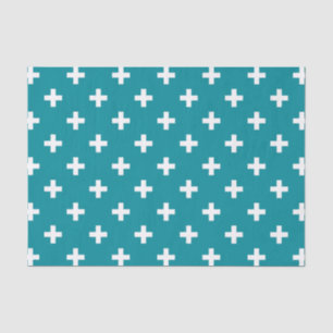 Papel De Seda Cruces de polka blanca en verde azulado
