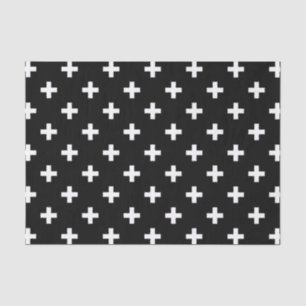 Papel De Seda Cruces de polka blanca sobre negro