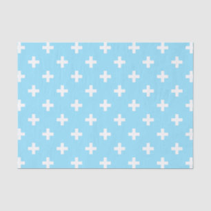 Papel De Seda Cruces de polka blanco sobre azul bebé