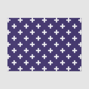 Papel De Seda Cruces de polka blanco sobre azul marino