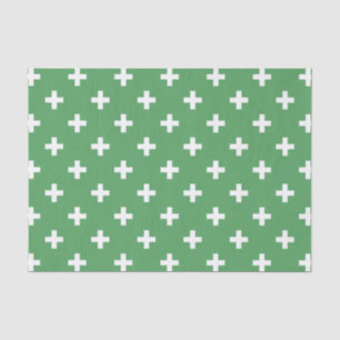 Papel De Seda Cruces de polka blanco sobre verde