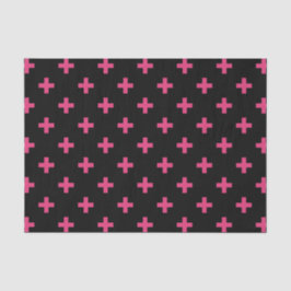 Papel De Seda Cruces de polka de Fuchsia sobre negro