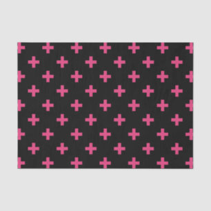 Papel De Seda Cruces de polka de Fuchsia sobre negro