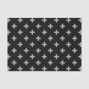 Papel De Seda Cruces de polka gris sobre negro