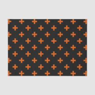 Papel De Seda Cruces de polka naranja sobre negro