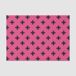 Papel De Seda Cruces de polka negra en fucsia