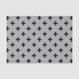 Papel De Seda Cruces de polka negra en gris