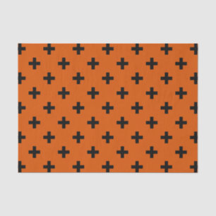 Papel De Seda Cruces de polka negra sobre naranja