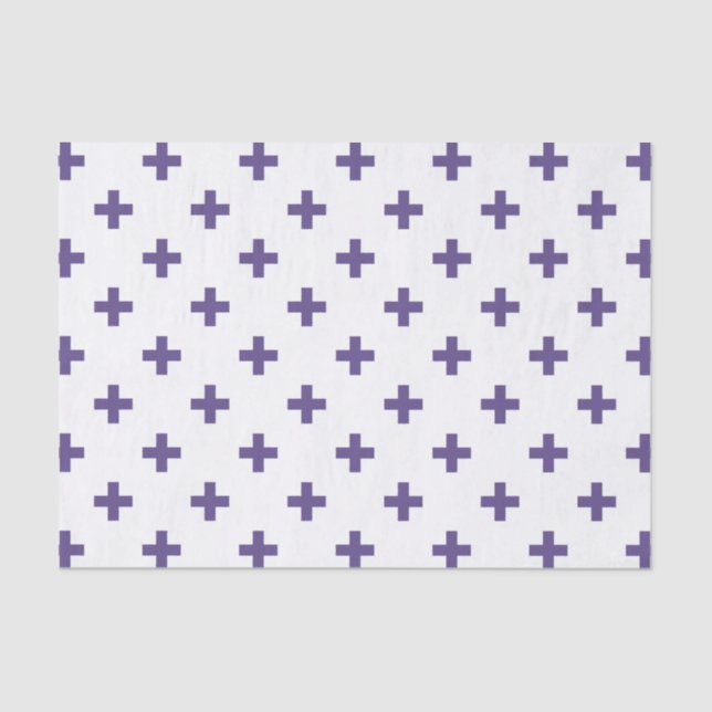 Papel De Seda Cruces de polka ultravioleta sobre blanco (Anverso)