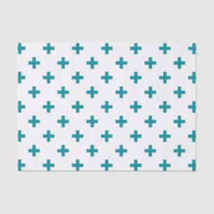 Papel De Seda Cruces de polka verde azuladas sobre blanco