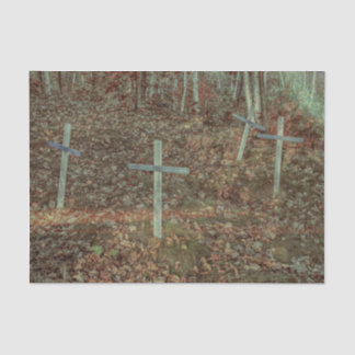 Papel De Seda Cruces góticas de cementerio Hojas marrones de oto