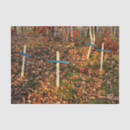 Papel De Seda Cruces góticas de cementerio hojas naranjas de oto