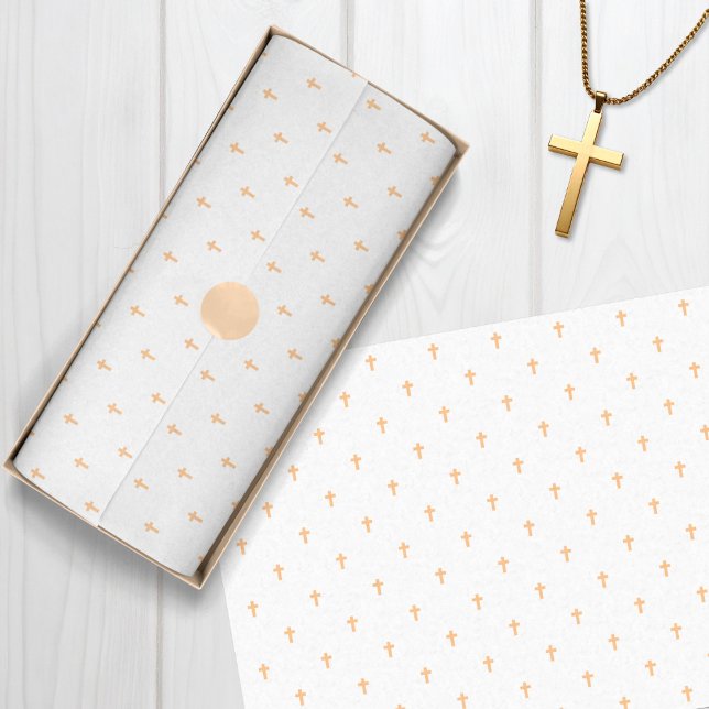 Papel De Seda Cruces - Naranja ligero (Crosses - Light Orange Tissue Paper)