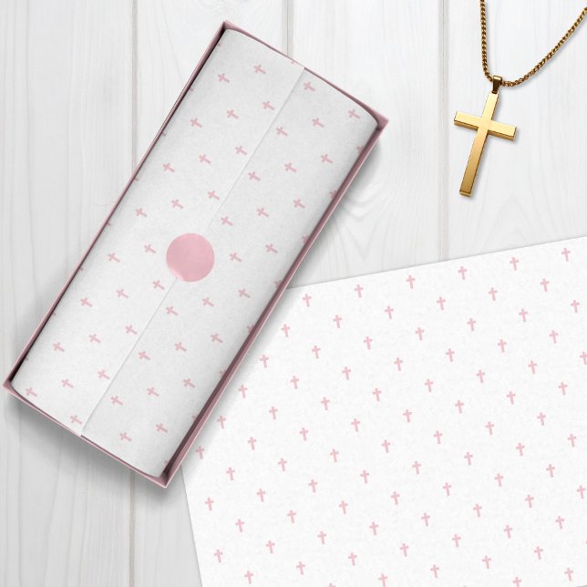 Papel De Seda Cruces - Rosa (Crosses - Pink Tissue Paper)