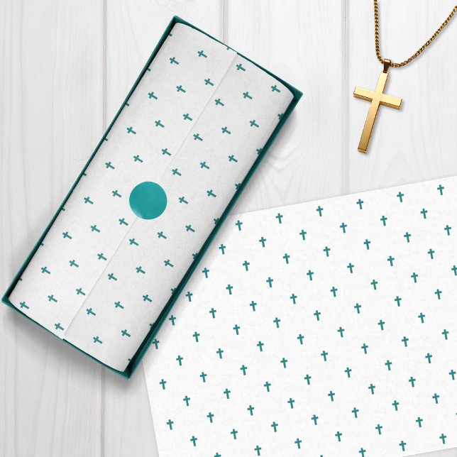 Papel De Seda Cruces - Turquesa Verde azulado (Crosses - Teal Turquoise Tissue Paper)
