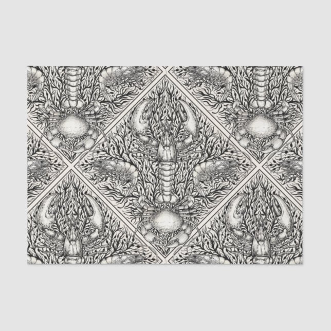 Papel De Seda Crustáceo en blanco y negro (Anverso)