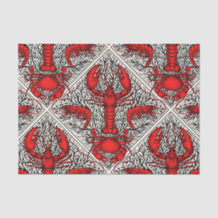 Papel De Seda Crustáceo en rojo, negro y marfil