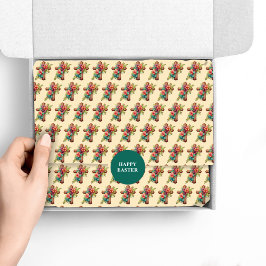 Papel De Seda Cruz de acuarela floral de Pascua