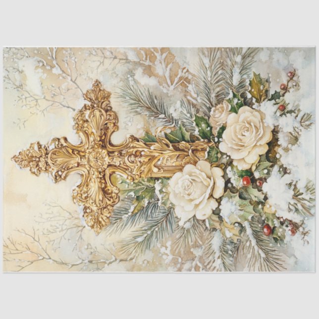 Papel De Seda Cruz de navidades (Anverso)