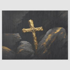 Papel De Seda Cruz de Oro sobre una Roca