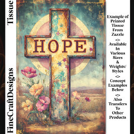 Papel De Seda Cruz Rústica "HOPE" y desenlace de flores DP7F Rót