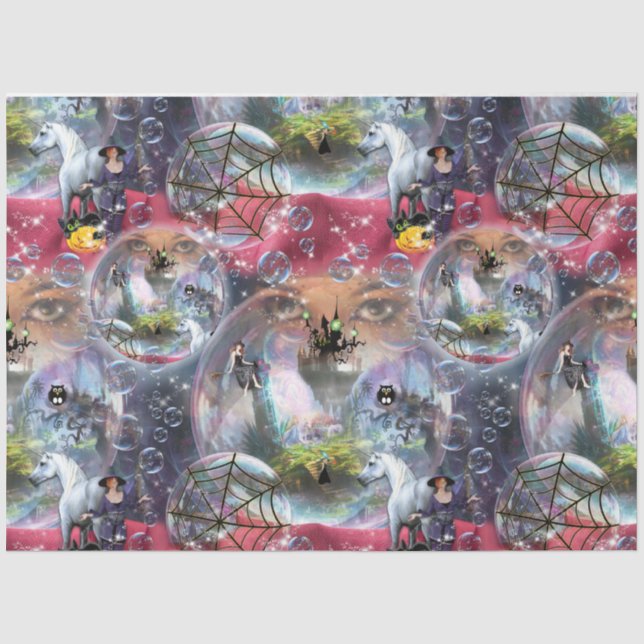 Papel De Seda Crystal Ball Halloween Bruja (Anverso)