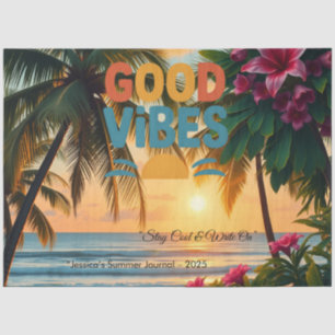 Papel De Seda Cuaderno tropical de ondas de verano