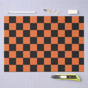 Papel De Seda Cuadrados a cuadros Geométrico retro negro y naran