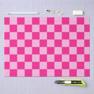Papel De Seda Cuadrados a cuadros rosa caliente claro geométrico
