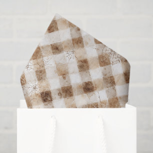 Papel De Seda Cuadrados de Crema Marrón Telarañas Halloween