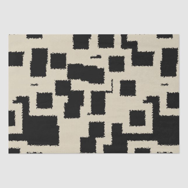 Papel De Seda Cuadrados de negro y taúpe (Anverso)