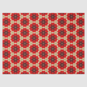 Papel De Seda Cuadrados de patrones de flores rojas