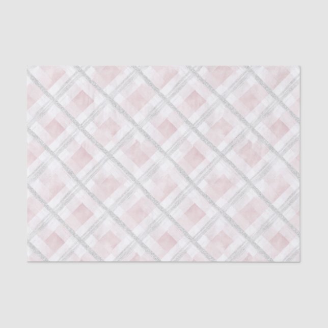Papel De Seda Cuadrados de Purpurina de plata blanca rosa (Anverso)