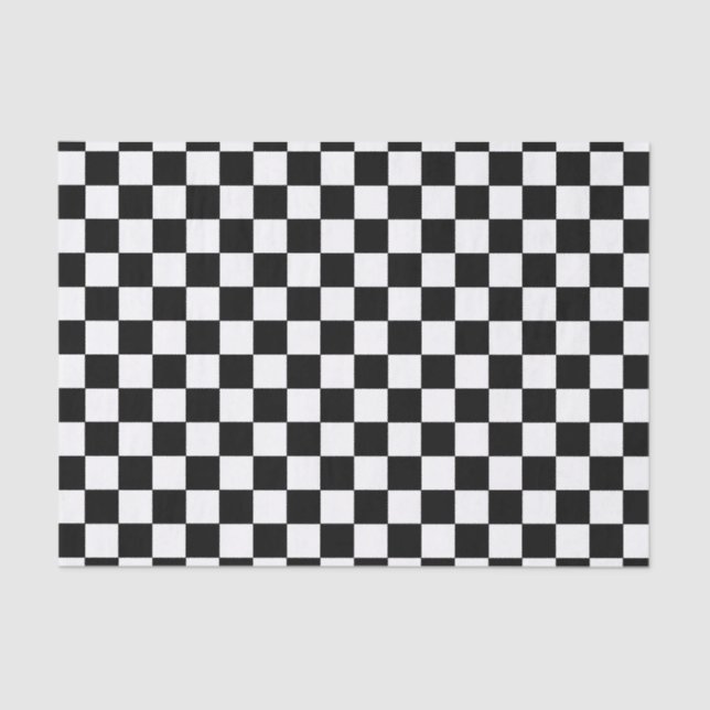 Papel De Seda Cuadrados de tablero de cheques en blanco y negro (Anverso)