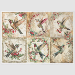 Papel De Seda Cuadrados del colibrí de los navidades