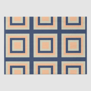 Papel De Seda Cuadrados Geométricos Azul Gris Naranja 