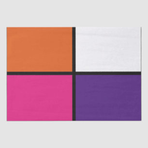 Papel De Seda Cuadrados naranja, morado y rosado caliente