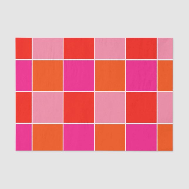 Papel De Seda Cuadrados rosa y Naranja (Anverso)