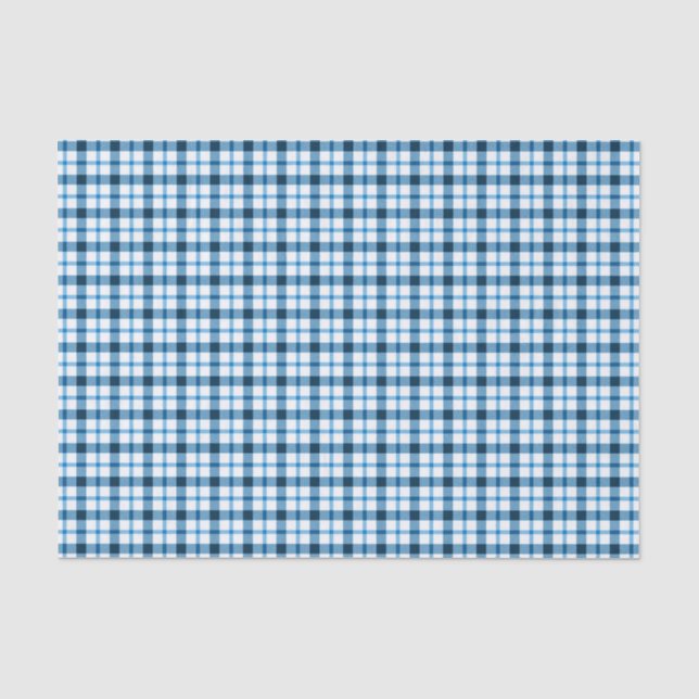 Papel De Seda Cuadro de Gingham Azul (Anverso)