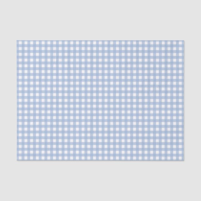 Papel De Seda Cuadro de Gingham Azul Clásico  (Anverso)